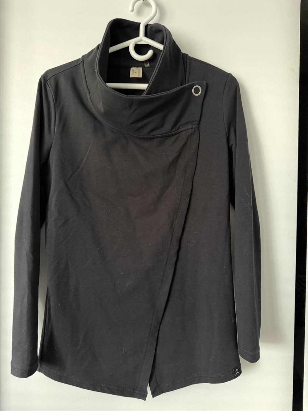 Danskin Black Wrap Front Cowl Neck Cardigan Jacket Women’s S